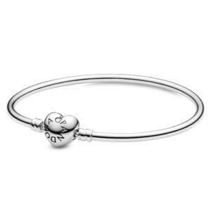PANDORA Bangle Logo Smooth Heart Clasp