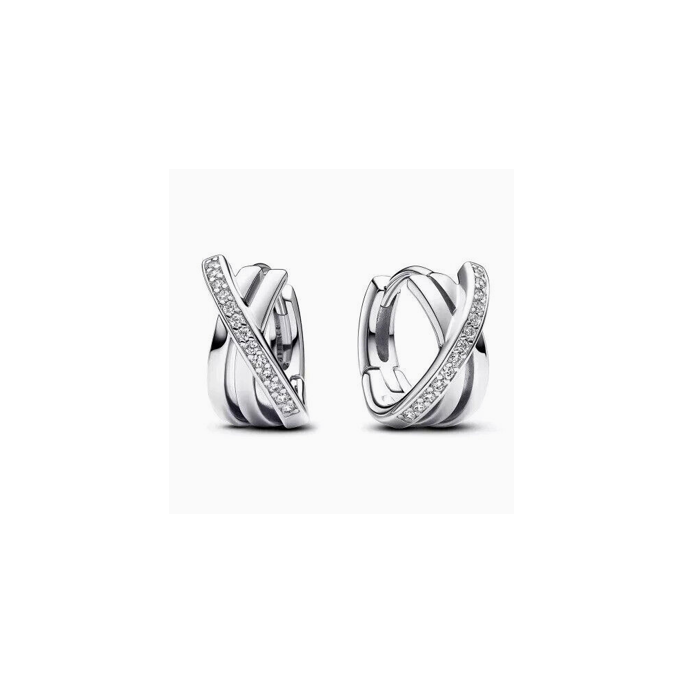 Pandora Crossed Pavé Creoles 293150C01