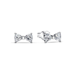 Pandora Sterling Silver Sparkling Small Bow Stud Earrings 293542C01